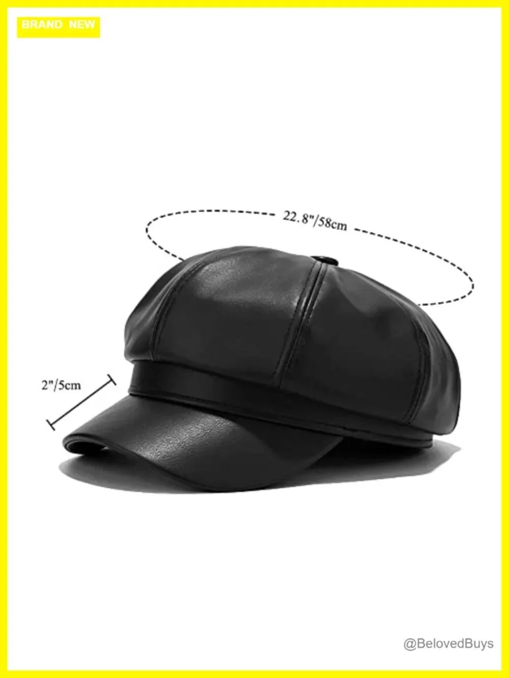Women's PU Leather Newsboy Cap Adjustable Classic 8 Panel Hat